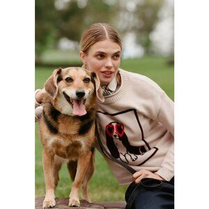 NWT Size M - ANTHROPOLOGIE FLAT WHITE Dog Icon Sweater (NWT US$ 148)